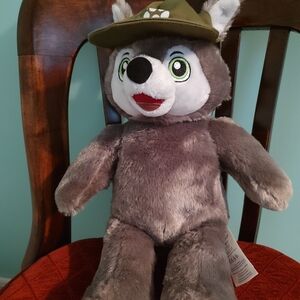 Build A Bear Wiley The Wolf Gray Plush Great Wolf Lodge BAB Stuffed Animal 16"